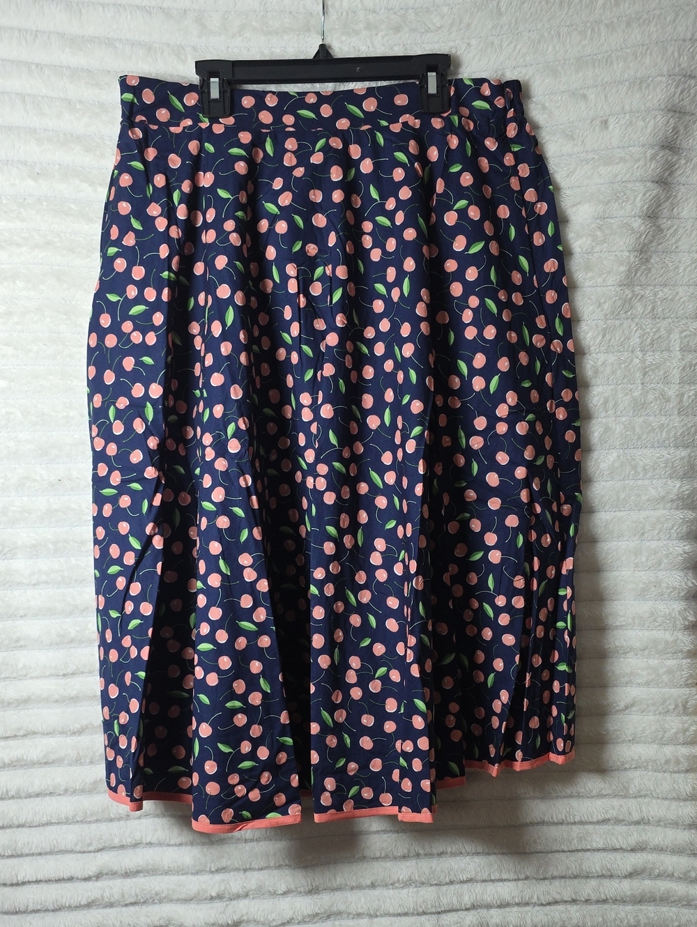 Tulip B Navy Midi Skirt with Pink Cherry Print XL